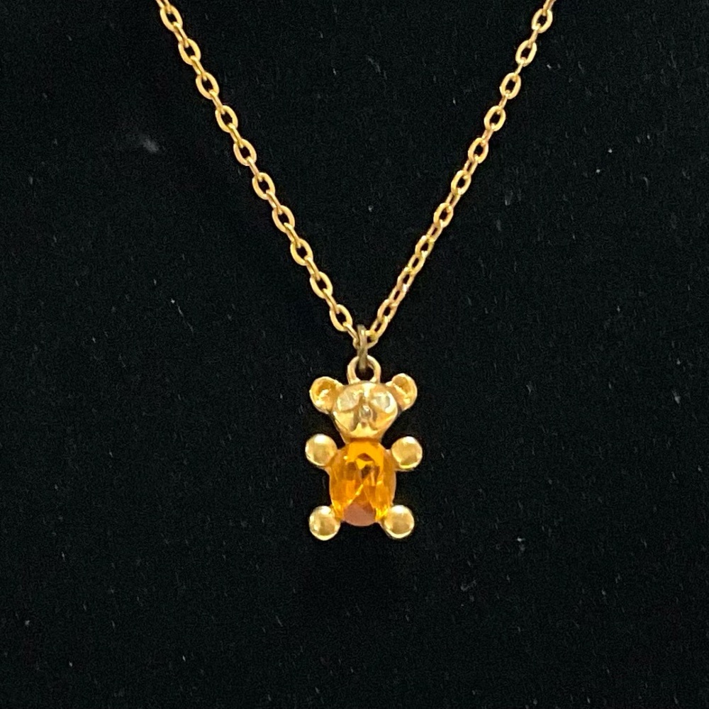 November Birthstone Monarch Collections Teddy Bear Topaz Baby Necklace